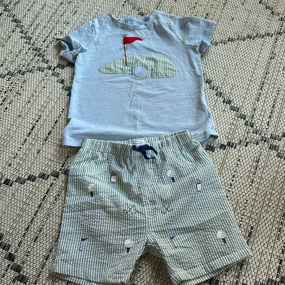 NWOT Mud Pie Golf Outfit size 4-5T with Seersucker Shorts